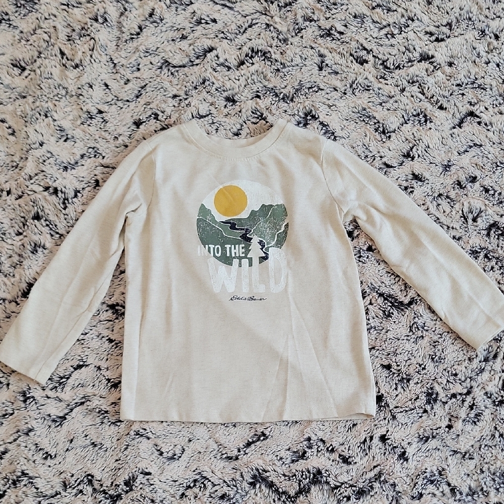 Eddie Bauer Beige 'Into the Wild' Kids Long Sleeve Tee